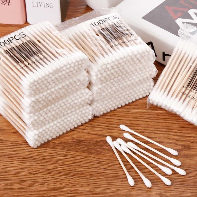 棉签双头化妆棉签掏耳尖头棉签卸妆棒家用婴儿棉棒耳朵棉花棒木棒，0.45元